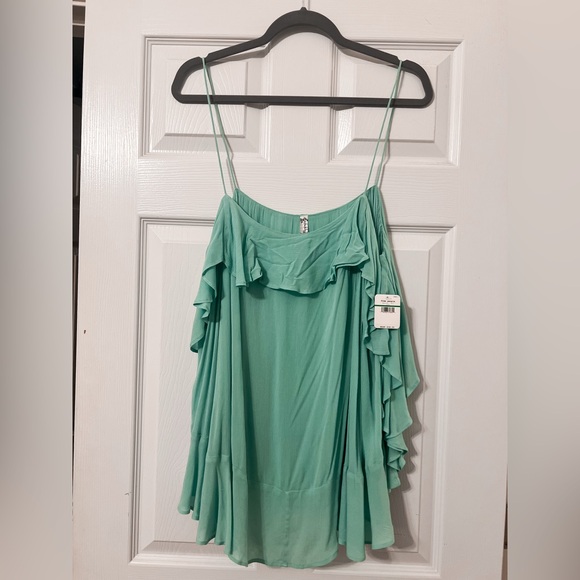 Free People Tops - Free People Mint Green Ruffle Tank Top